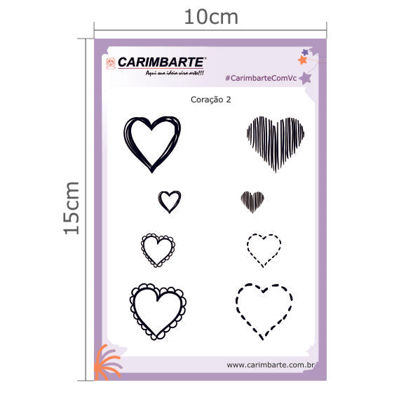 Coração 02 CSC02 Cartela de Carimbo