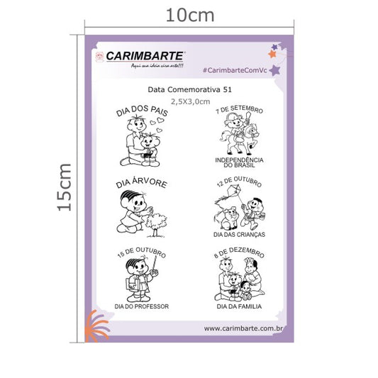 Data Comemorativa 51 Cartela de Carimbo