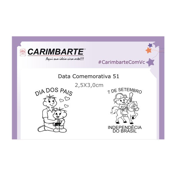 Data Comemorativa 51 Cartela de Carimbo