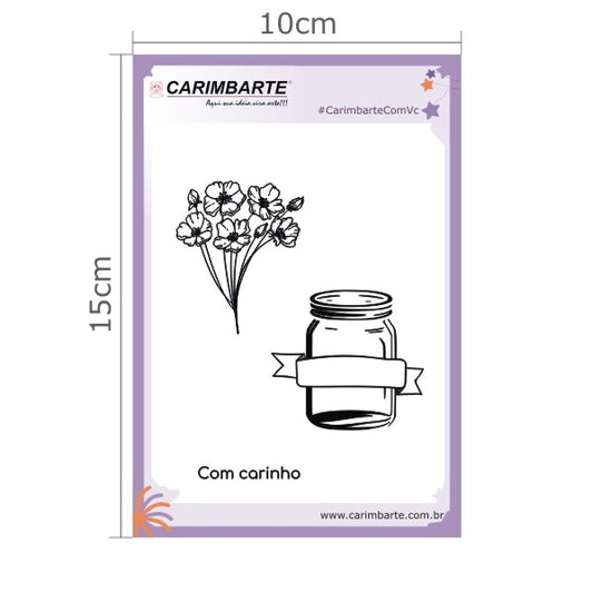 Pote com Flores 01 Cartela de Carimbo