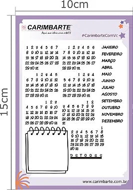 Calendário Cartela de Carimbos