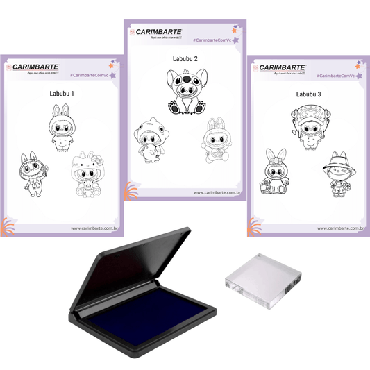 Kit Labubu 3 Cartelas de Carimbos - Base e Almofada