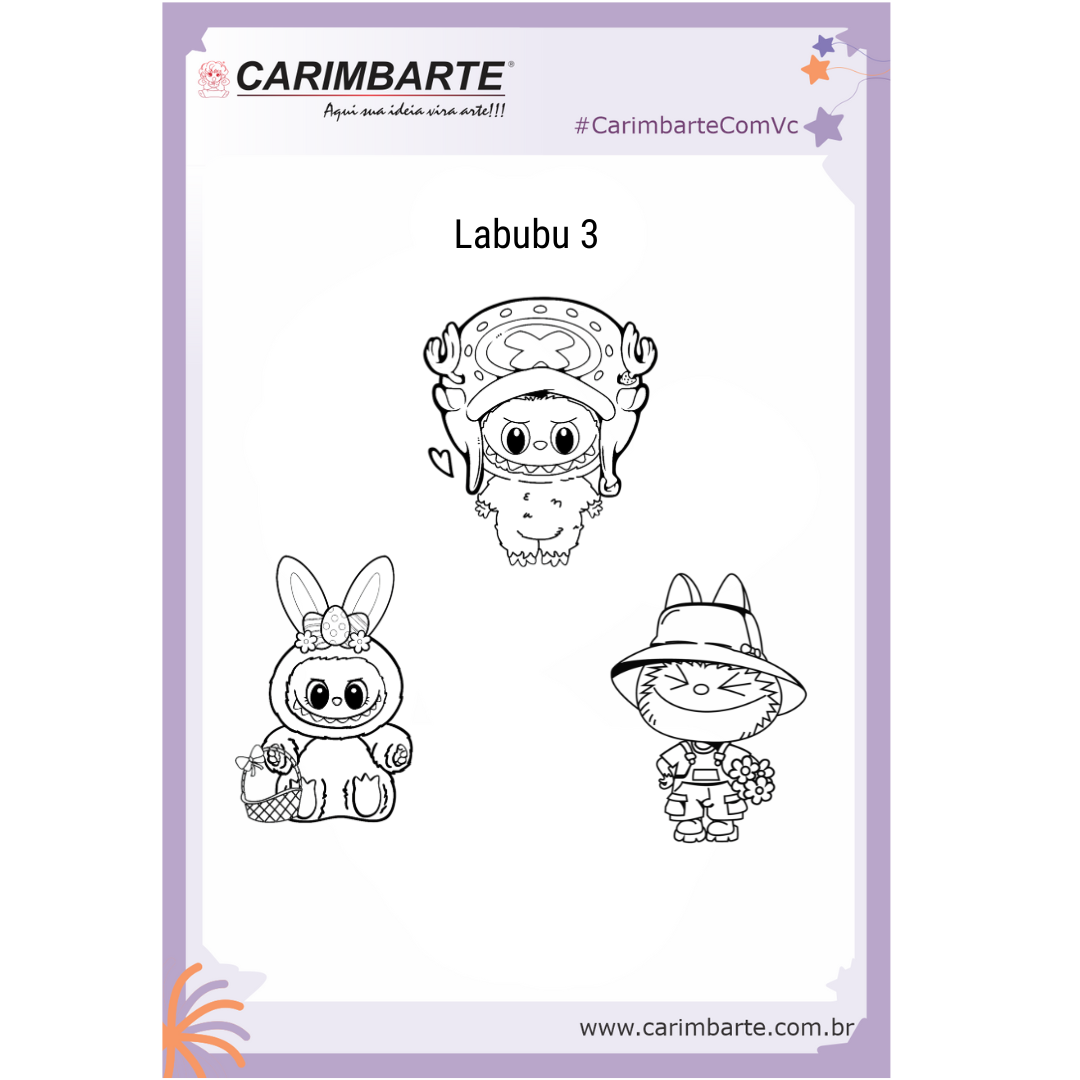 Kit Labubu 3 Cartelas de Carimbos - Base e Almofada