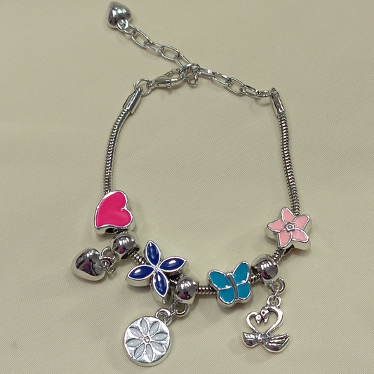 Pulseira Berloque Flor Branca