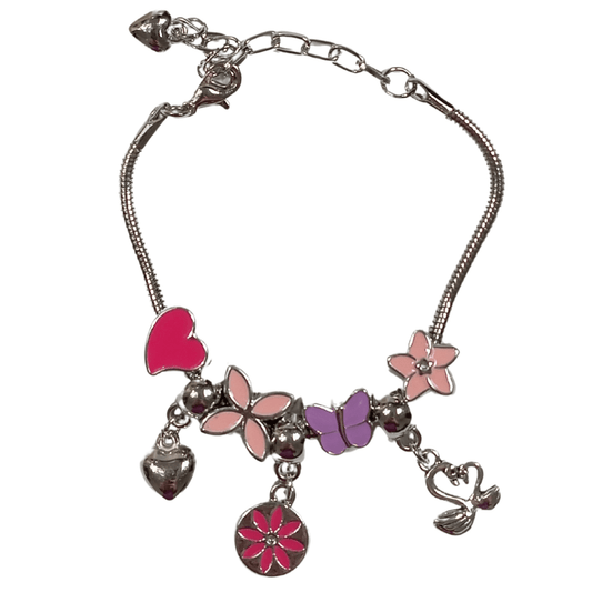 Pulseira Berloque Flor Magenta