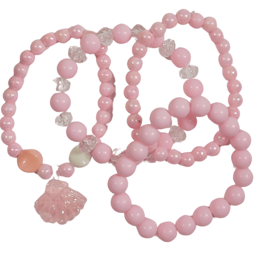 Pulseira de Miçanga com Concha - Cor Rosa