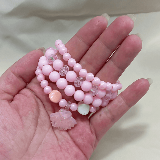 Pulseira de Miçanga com Concha - Cor Rosa