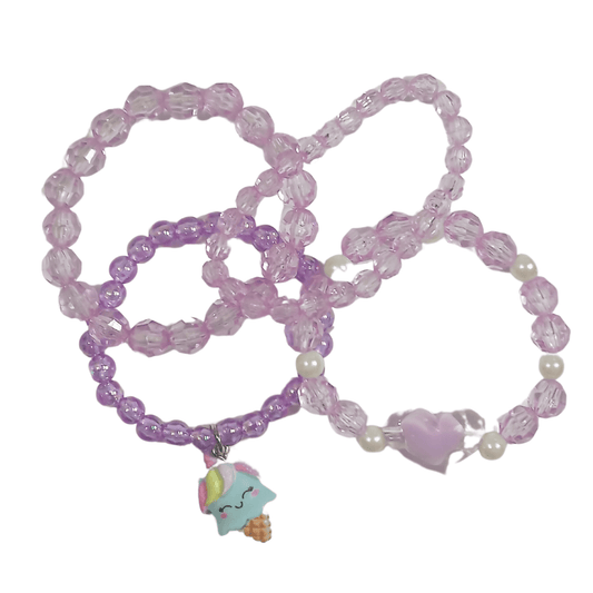 Pulseira de Miçanga com Sorvete - Cor Lilás