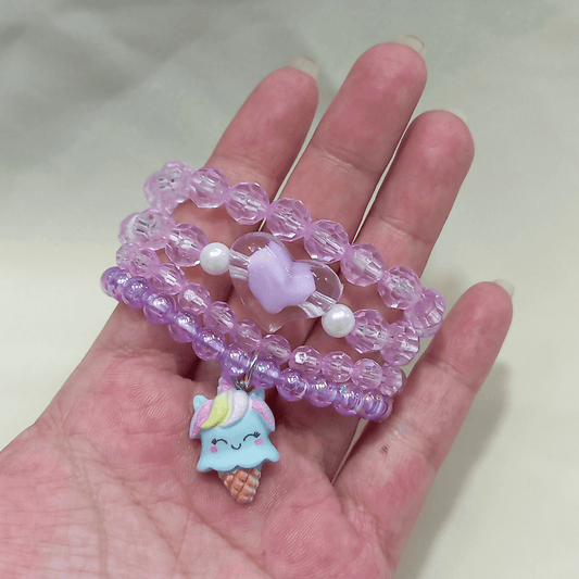 Pulseira de Miçanga com Sorvete - Cor Lilás