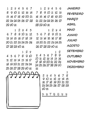 Calendário Cartela de Carimbos