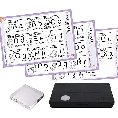 Kit Alfabeto 3 Cartelas de Carimbos - Base e Almofada