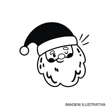 Papai Noel Rosto Carimbo de Madeira