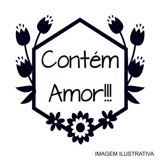 Contém Amor Carimbo de Madeira