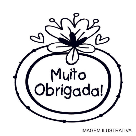 Muito Obrigada Carimbo de Madeira