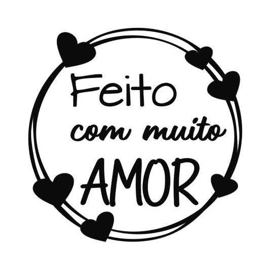Feito com muito amor Carimbo de Madeira