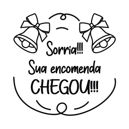 Sorria sua encomenda chegou Carimbo de Madeira