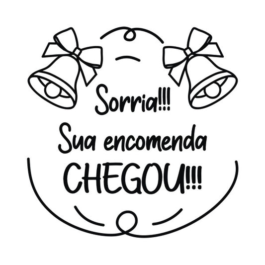 Sorria sua encomenda chegou Carimbo de Madeira