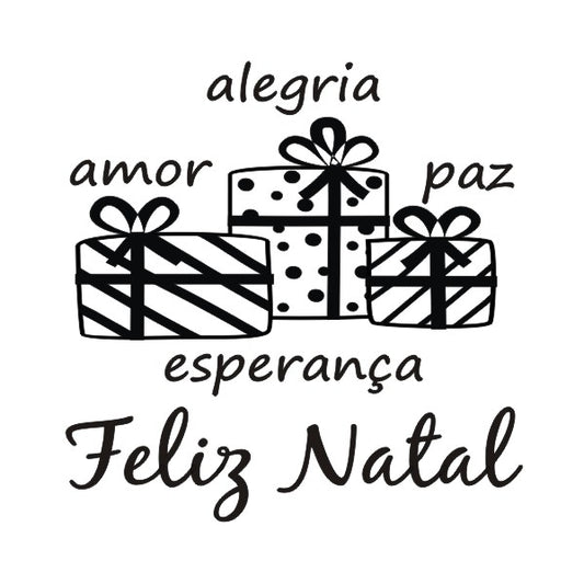 Feliz Natal Carimbo de Madeira