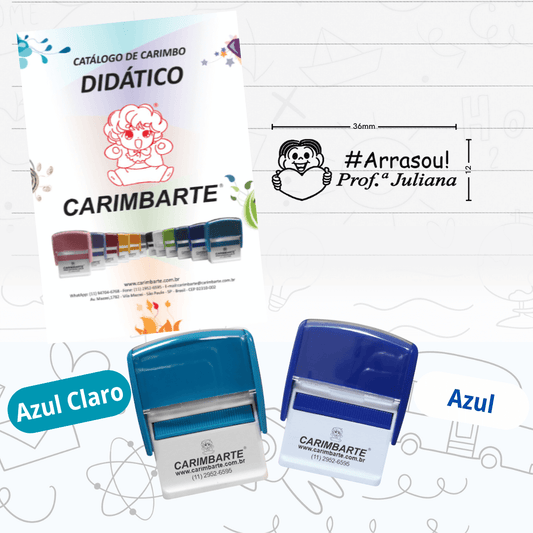 Kit com 6 carimbos Premium 20 Azul Claro ou Azul Escuro