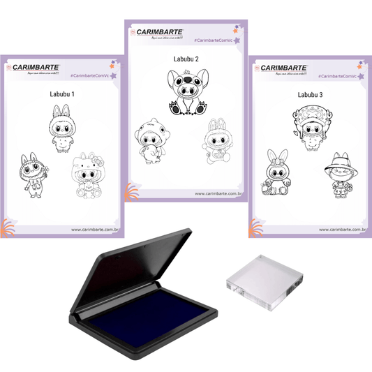 Kit Labubu 3 Cartelas de Carimbos - Base e Almofada